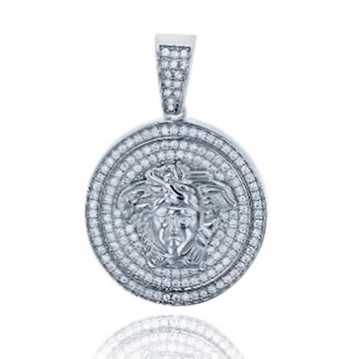 Luxe Layers Sterling Silver Cubic Zirconia 35X24MM Medal Pendant. Chain Not Included
