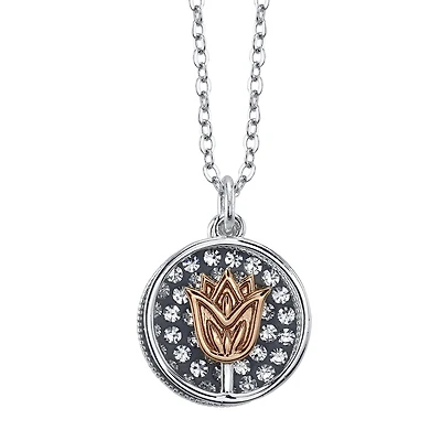 Sterling Silver Cubic Zirconia 18-inch Flower Pendant