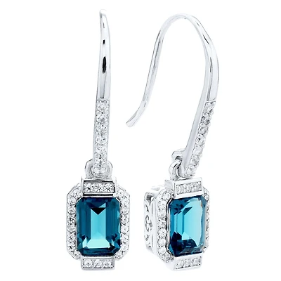 Sterling Silver Blue Cubic Zirconia Earrings