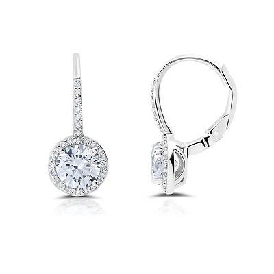 Crislu Platinum Plated Sterling Silver Round Cubic Zirconia Fashion Earrings