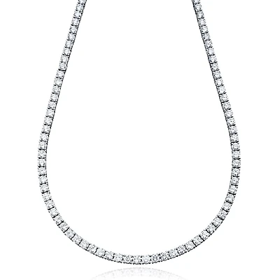 Crislu Black Rhodium Sterling Silver Round Cubic Zirconia 18-inch 3MM Tennis Necklace