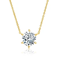 Crislu 18KT Yellow Gold Plated Sterling Silver Round Cubic Zirconia Solitaire 16-18-inch Pendant