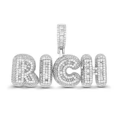 Luxe Layers Sterling Silver Cubic Zirconia 30X34MM Pendant. Chain Not Included