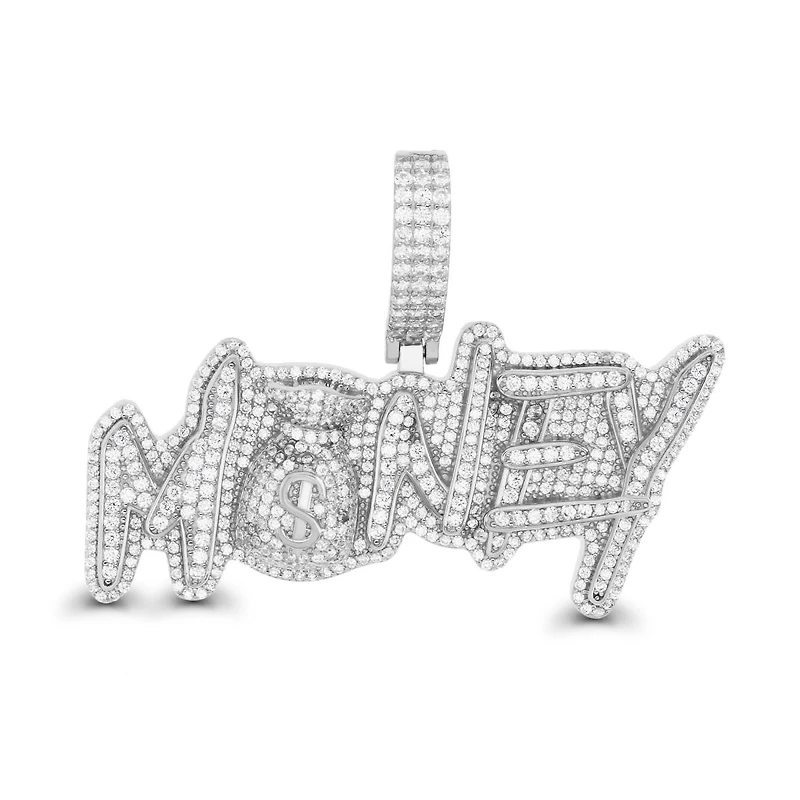 Luxe Layers Sterling Silver Cubic Zirconia 38X54MM Pendant. Chain Not Included