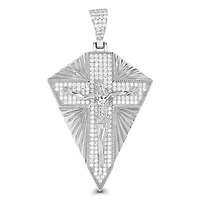 Luxe Layers Sterling Silver Cubic Zirconia 59X34MM Crucifix Cross Pendant. Chain Not Included