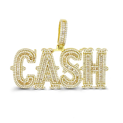 Luxe Layers 14KT Yellow Gold Plated Sterling Silver Cubic Zirconia 44X62MM Pendant. Chain Not Included