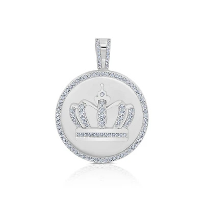 Crislu Platinum Plated Sterling Silver Cubic Zirconia Fashion Crown Pendant. Chain Not Included