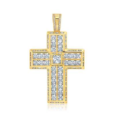 Crislu 18KT Gold Plated Sterling Silver Cubic Zirconia Cross Charm. Chain not Included