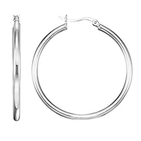 Simone I Smith Collection Platinum Plated Sterling Silver 35X2MM Hoop Earrings