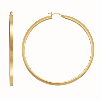 Simone I Smith Collection 18KT Yellow Gold Plated Sterling Silver 65X3MM Flat Edge Hoop Earrings