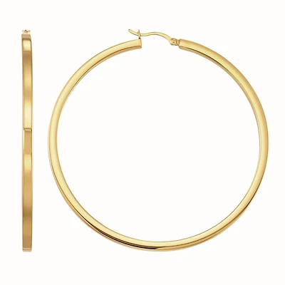 Simone I Smith Collection Platinum Plated Sterling Silver 65X3MM Flat Edge Hoop Earrings