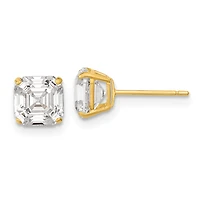 6MM Ascher Cubic Zirconia Stud Earrings in 14KT Yellow Gold