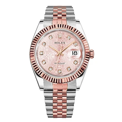 Pre-Owned Rolex Two-Tone Steel & 18K Everose Gold Datejust with 36X36 MM Pink Round Dial. 116231-Jubilee Dial
