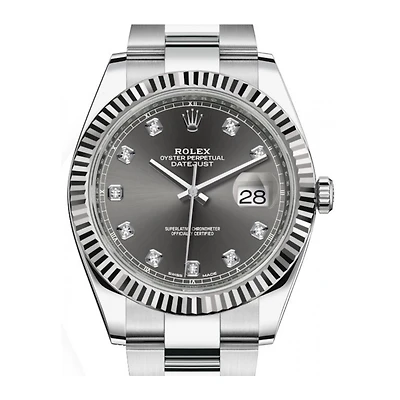 Pre-Owned Rolex Diamond Accent Oyster Perpetual Datejust II with 41X41 MM Grey Round Dial Stainless Steel Oyster. 116334