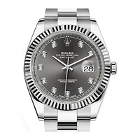 Pre-Owned Rolex Diamond Accent Oyster Perpetual Datejust II with 41X41 MM Grey Round Dial Stainless Steel Oyster. 116334
