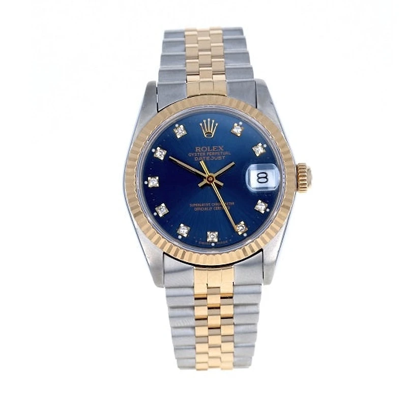 Pre-Owned Rolex Oyster Perpetual Datejust with 28X28 MM Blue Round Dial Steel & 18K Yellow Gold Jubilee. 68273