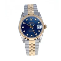 Pre-Owned Rolex Oyster Perpetual Datejust with 28X28 MM Blue Round Dial Steel & 18K Yellow Gold Jubilee. 68273
