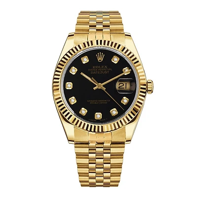 Pre-Owned Rolex Gold 18KT Gold Oyster Perpetual Datejust with 36X36 MM Black Round Dial. 116238