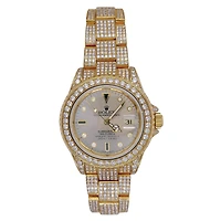 Pre-Owned Rolex Oyster Perpetual Submariner Diamond Accent with 40X40 MM Grey Round Dial 18KT Gold Oyster. 16618