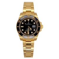Pre-Owned Rolex Gold 18KT Gold Submariner Cerachrom Bezel with 40X40 MM Black Round Dial. 116618