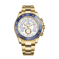 Pre-Owned Rolex Gold 18KT Gold Yacht Master II with 44MM White Round Dial. 116688