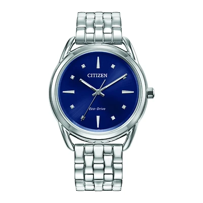 Citizen Classic Collection Watch with 36MM Blue Round Dial and Stainless Steel Bracelet. FE7090-55L