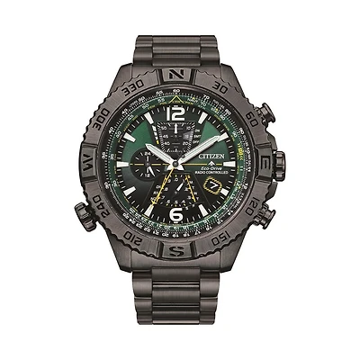 Citizen Watch with 48MM Green Round Dial and Stainless Steel Bracelet. AT8227-56X
