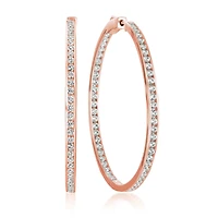 Crislu 18KT Rose Gold Plated Sterling Silver Cubic Zirconia In & Out Hoop Earrings