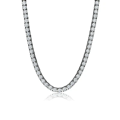 Crislu Black Rhodium Sterling Silver Cubic Zirconia 24-inch Tennis Necklace