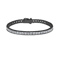 Crislu Black Rhodium Sterling Silver Square Cubic Zirconia 8.5-inch Tennis Bracelet