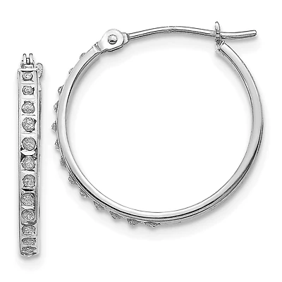 Diamond Fascination 14KT White Gold 20X2MM Diamond Accent Hoop Earrings