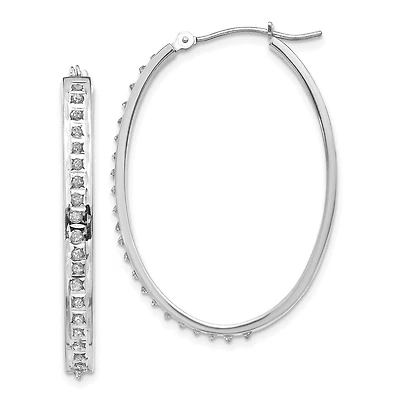 Diamond Fascination 14KT White Gold 37X4MM Diamond Accent Hoop Earrings