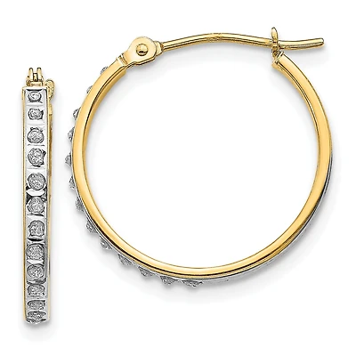 Diamond Fascination 14KT Yellow Gold 20X2MM Diamond Accent Hoop Earrings