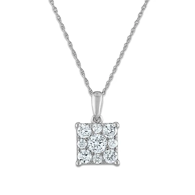 EcoLove 3/4 CTW Lab Grown Diamond Cluster 18-inch Pendant in 14KT White Gold