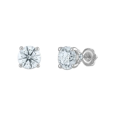 Red Hot Deal 4 CTW Round Lab Grown Diamond Stud Solitaire Earrings in 14KT White Gold