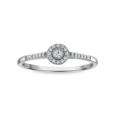 LoveSong 1/10 CTW Natural Diamond Promise Halo Ring in 10KT White Gold