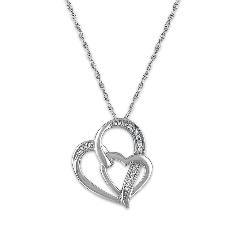 LoveSong 1/20 CTW Natural Diamond Heart 18-inch Pendant in Sterling Silver