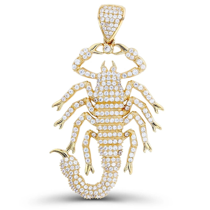 Luxe Layers 10KT Yellow Gold Cubic Zirconia 52X30MM Scorpion Pendant. Chain Not Included