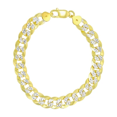 Luxe Layers 14KT Yellow Gold Plated Sterling Silver 8.5-inch 10MM Pave Curb Bracelet