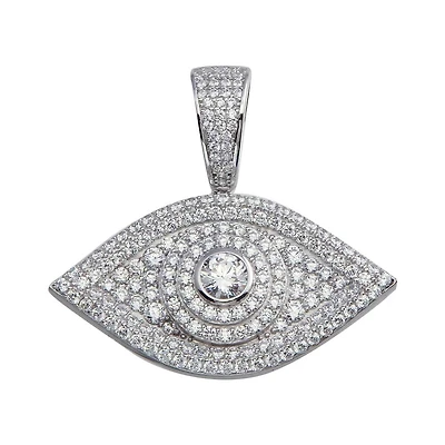 Luxe Layers Sterling Silver Cubic Zirconia 39X36MM Evil Eye Pendant-Chain Not Included