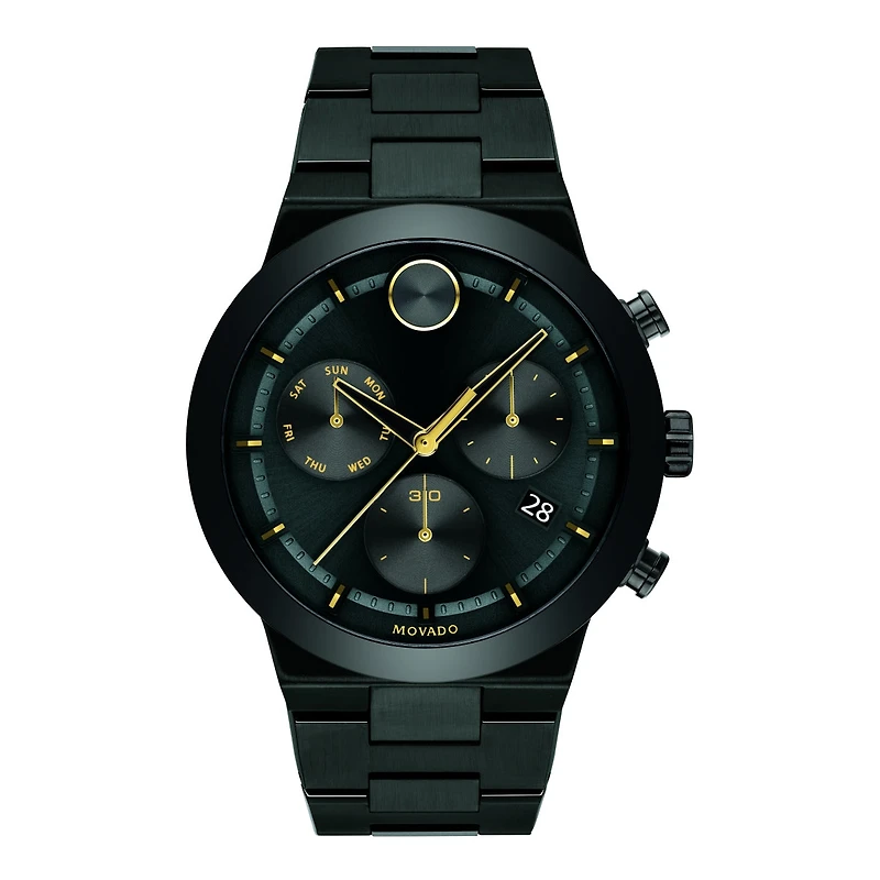 Movado BOLD Fusion with 44MM Black Round Dial and Stainless Steel Bracelet. 3600730