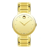 Movado Watch with 39MM Goldtone Diamond Dial and Stainless Steel Bracelet. 0607588