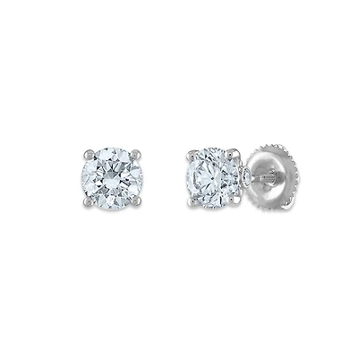 Red Hot Deal   1-1/2 CTW Lab Grown Diamond Stud Solitaire Earrings in 14KT White Gold