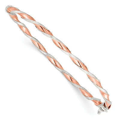 Rose Gold Plated Sterling Silver 7-inch 3MM Hinged Bangle Bracelet