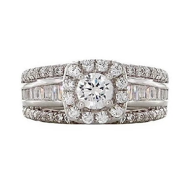Signature 1-1/2 CTW Natural Diamond Halo Engagement Ring in 14KT White Gold