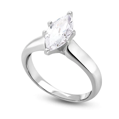 Signature Certificate 1/2 CTW Marquise Natural Diamond Solitaire Engagement Ring in 14KT White Gold