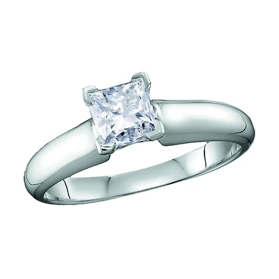 Signature Certificate 1/3 CTW Princess Cut Natural Diamond Solitaire Engagement Ring in 14KT White Gold