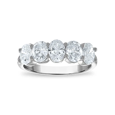 Signature EcoLove 2 CTW Lab Grown Diamond Anniversary Oval 5-Stone Ring in 14KT White Gold