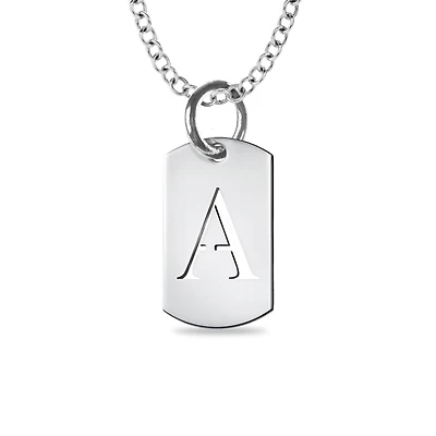 Mitchell K Sterling Silver 10X17MM 18-inch Dog Tag Initial Cutout Necklace. See Details*
