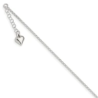 Sterling Silver 10-inch Heart Anklet